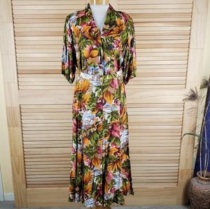 Alexander Campbell skirt and blouse set Tropical print